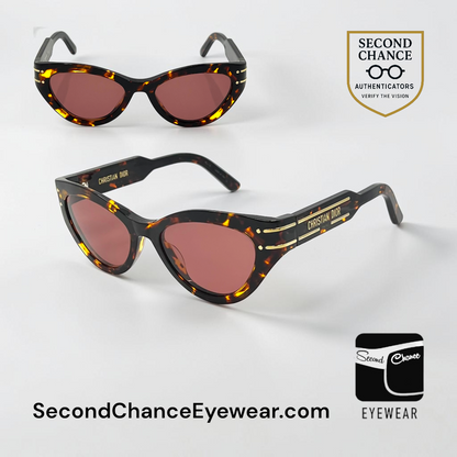Christian Dior Dior Signature B7I Havana Tortoise Cat Eye Sunglasses Italy