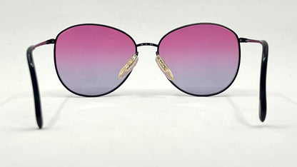 Zeiss Round Black Metal Vintage Sunglasses w/New Purple Fade Custom Lenses-56mm