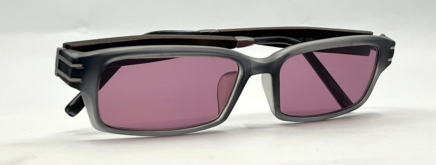 Garrison Perspectives-GP1208 Grey Crystal Y2K Sunglasses-New Solid Mauve Custom Lenses