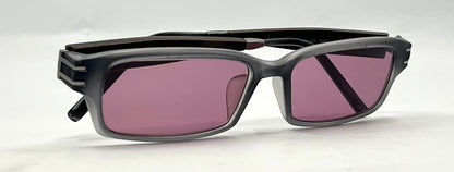 Garrison Perspectives-GP1208 Grey Crystal Y2K Sunglasses-New Solid Mauve Custom Lenses
