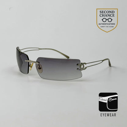 Chanel 4051-B Crystal CC Rimless Shield Sunglasses 170/76 Unworn Original Case