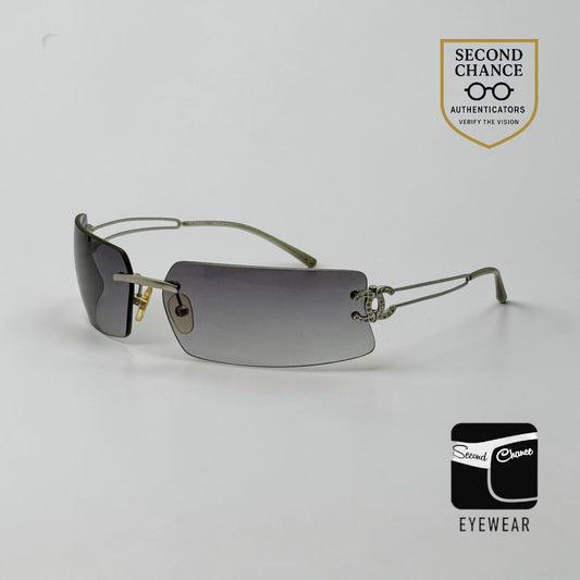 Chanel 4051-B Crystal CC Rimless Shield Sunglasses 170/76 Unworn Original Case
