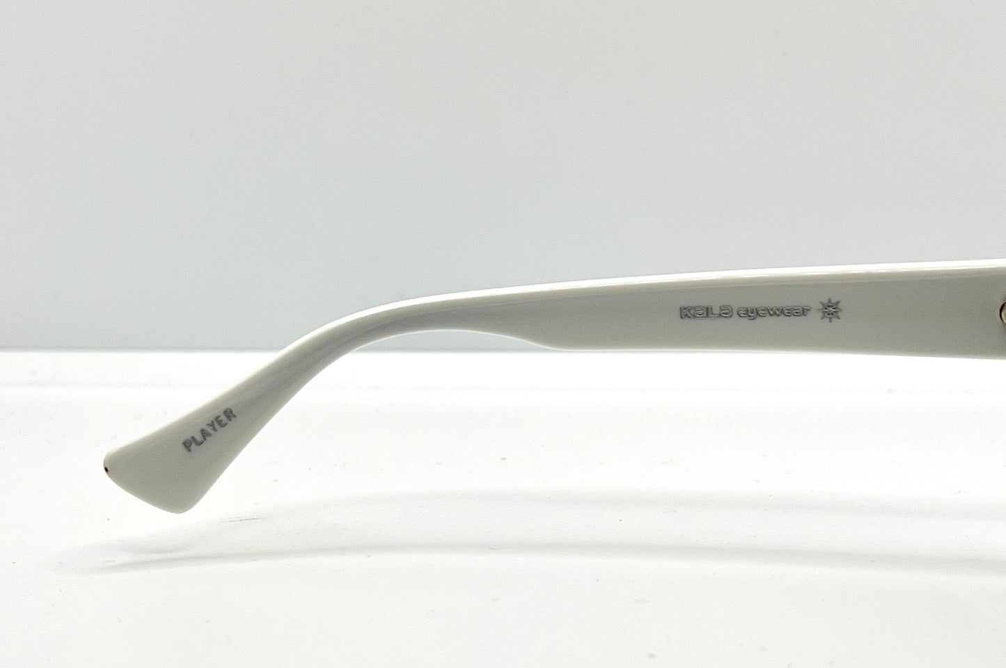 Kala Eyewear “Player” – White Acetate Frame – Dark Plum Lenses – Handmade in the USA
