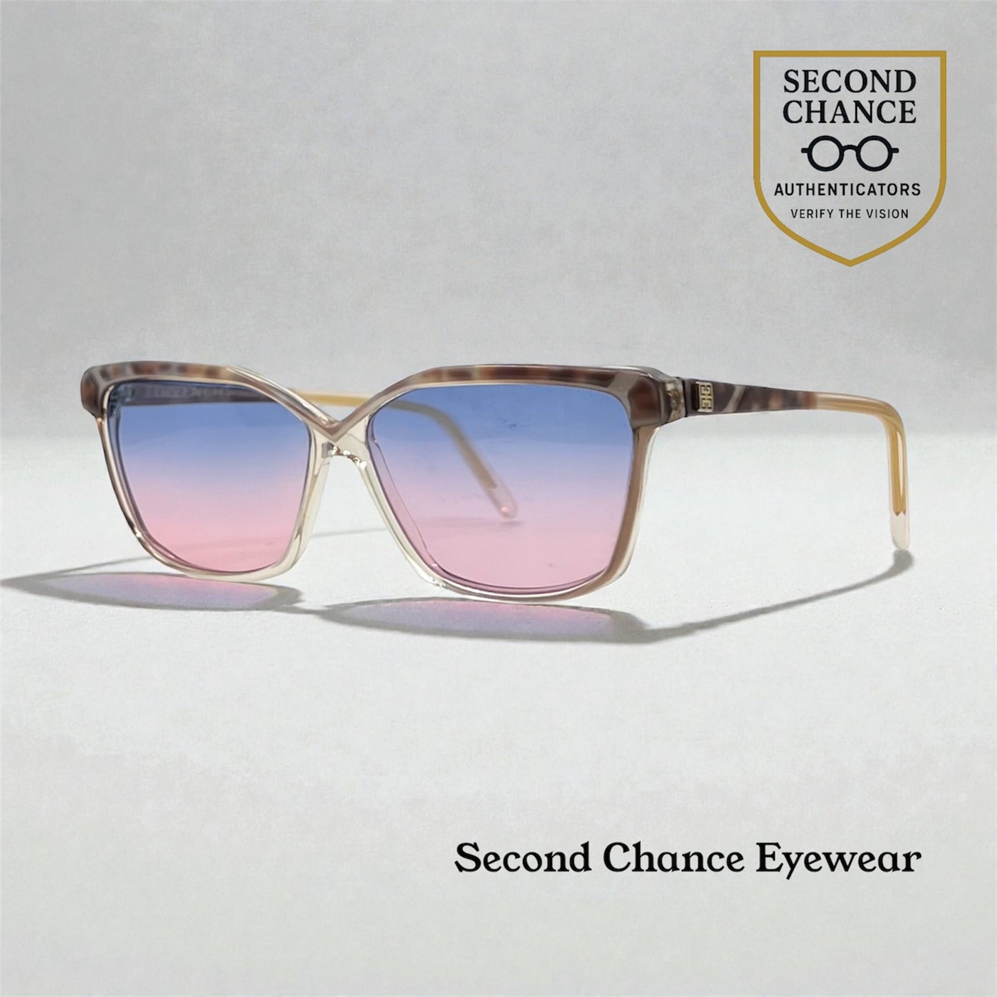 Givenchy Paris 004 Vintage Sunglasses-New Blue/Pink Gradient Custom Lenses-UNWORN