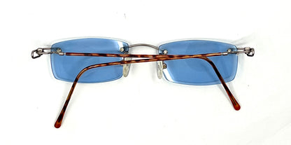 JBK 21.2 VINTAGE Rimless “Italian Design” Sunglasses – Light Blue Solid Lens-Unworn-45mm