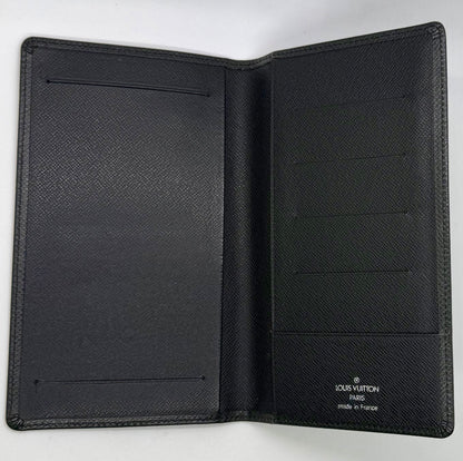Louis Vuitton Taiga Leather Long Wallet-Black-Made in France-Unused-Archive