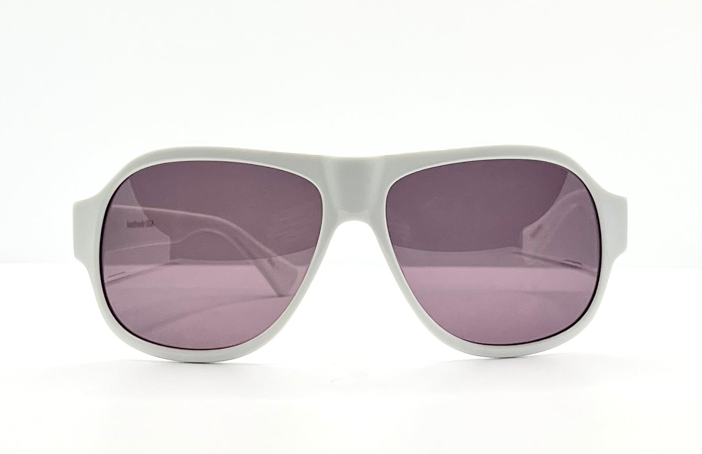 Kala Eyewear “Player” – White Acetate Frame – Dark Plum Lenses – Handmade in the USA
