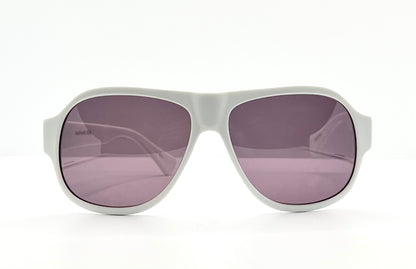 Kala Eyewear “Player” – White Acetate Frame – Dark Plum Lenses – Handmade in the USA