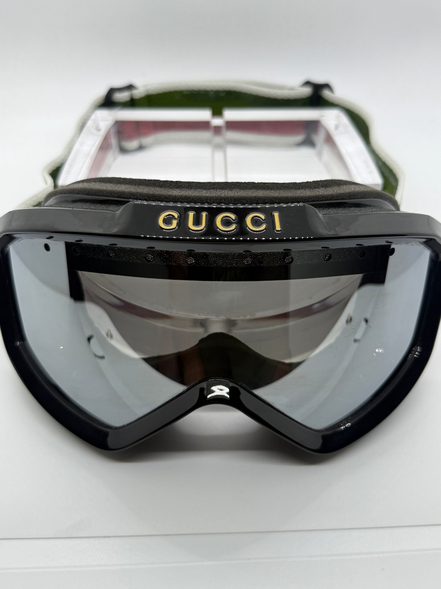 Gucci Web Stripe Ski Goggles-Black GG Logo-Deadstock Full KitaAlpine Capsule-Rare
