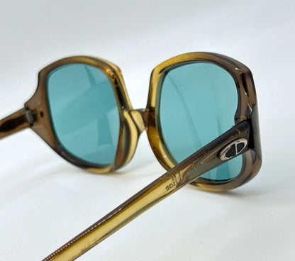 Christian Dior 644 Vintage 1970s Sunglasses w/New Aqua Solid Custom Lenses-NOS