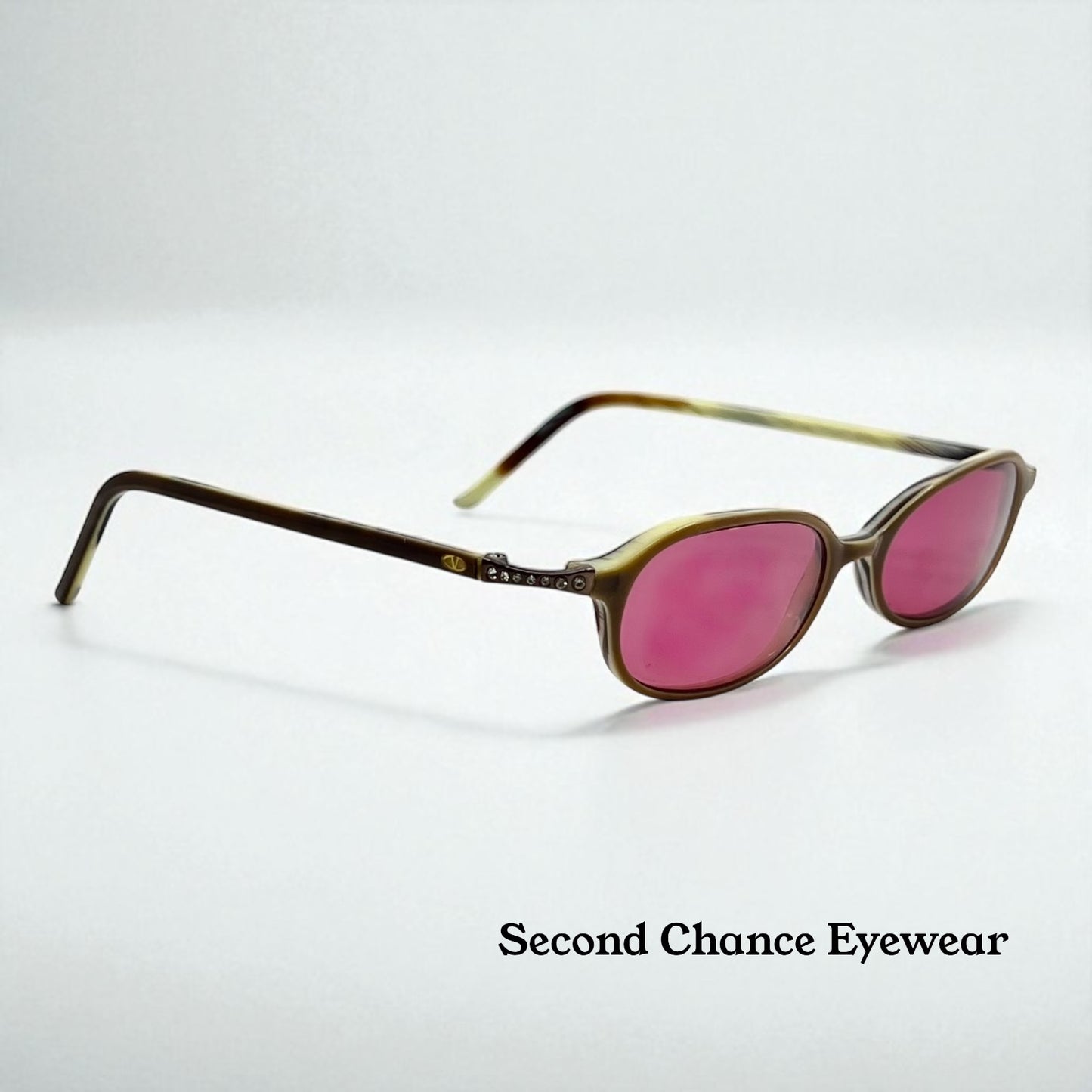 Valentino Vintage Sunglasses w/New Solid Pink Custom Tinted Lenses-Italy-Unworn