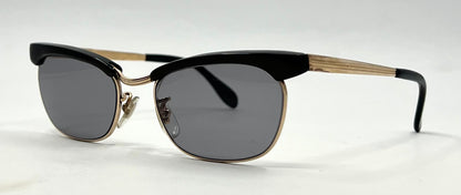 Vintage 1/5 12K Gold-Filled Half-Rim Sunglasses-New Grey Tinted Custom Lenses
