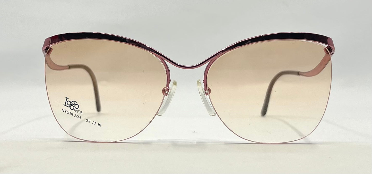 Logo Paris Nylon 304 Vintage Sunglasses Pink Gradient Unworn Deadstock 53