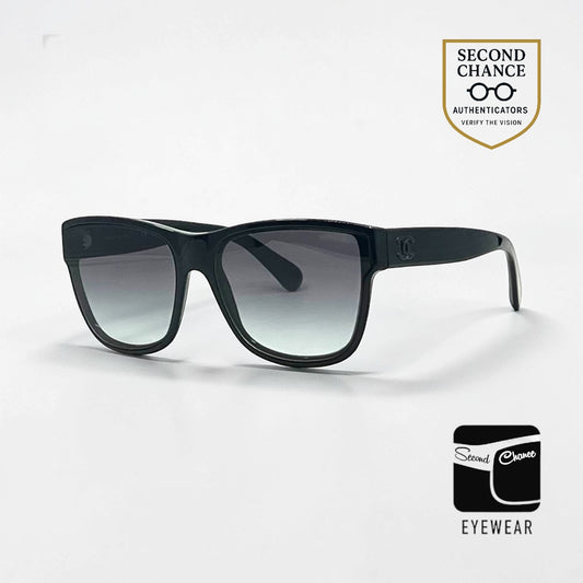 Chanel 5386 Black CC Logo Sunglasses 60-16 Italy Gradient Lens Unworn