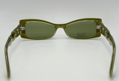 Deadstock Vintage LaFont Paris POPPY 983 Sunglasses-Olive Green & Purple Clover Detail-Made in France