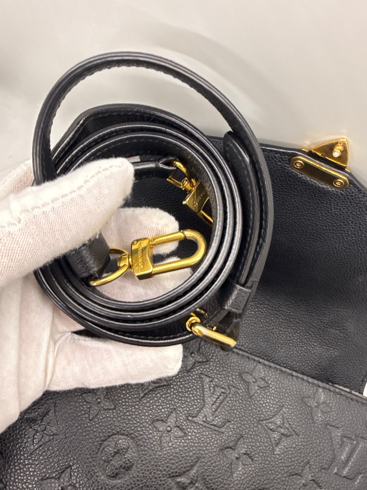 Louis Vuitton Pochette Metis Empreinte-Noir Black Leather Bag-Entrupy