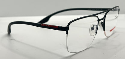 Prada VPS 51M 55-19-145 Black Red Half-Rim Glasses Made in Italy-New