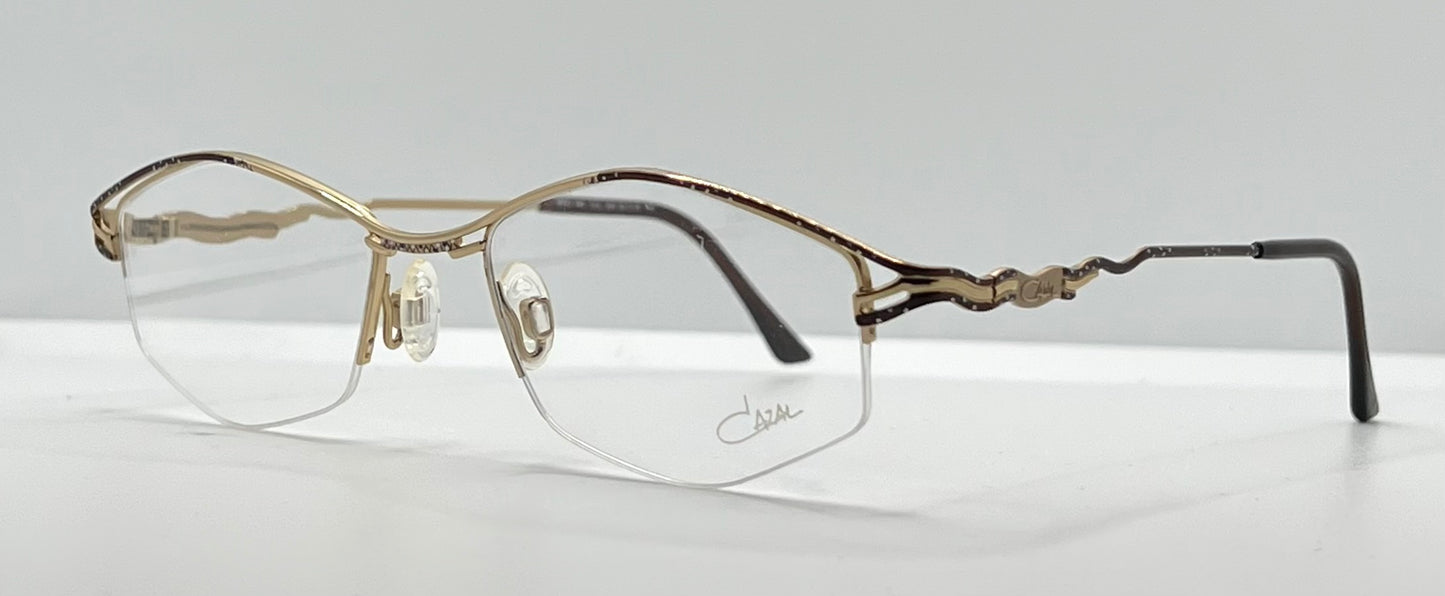 CAZAL 446 COL. 225 Vintage Eyeglass Frame-Made in Germany-Gold & Bronze Wire Semi-Rimless