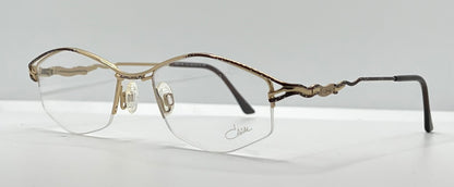 CAZAL 446 COL. 225 Vintage Eyeglass Frame-Made in Germany-Gold & Bronze Wire Semi-Rimless