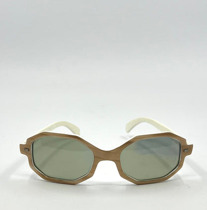 Vintage Bonjour Cool-Ray® Polaroid® 160 Octagonal Sunglasses – White/Woodgrain – Preloved
