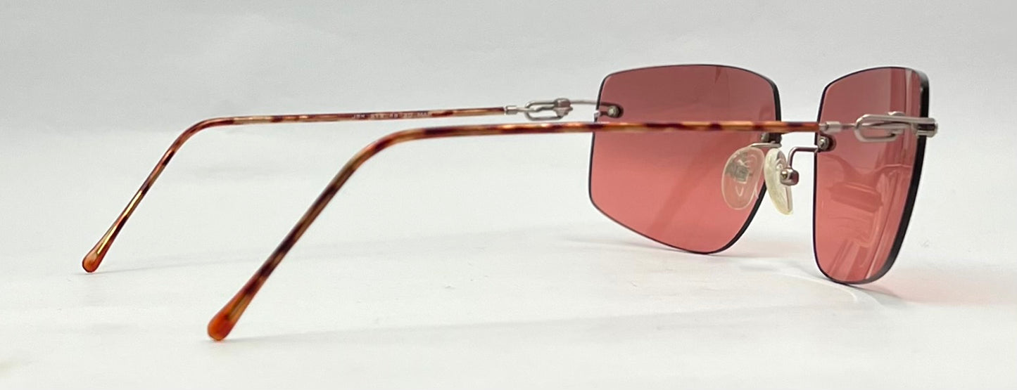 JBK 21.2-Rimless Italian Design Sunglasses-Rose Solid Tint Lens 46-20