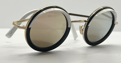 Cutler and Gross 1277 Round Sunglasses Gold/Black/White-New/Unworn-Full Kit-44mm