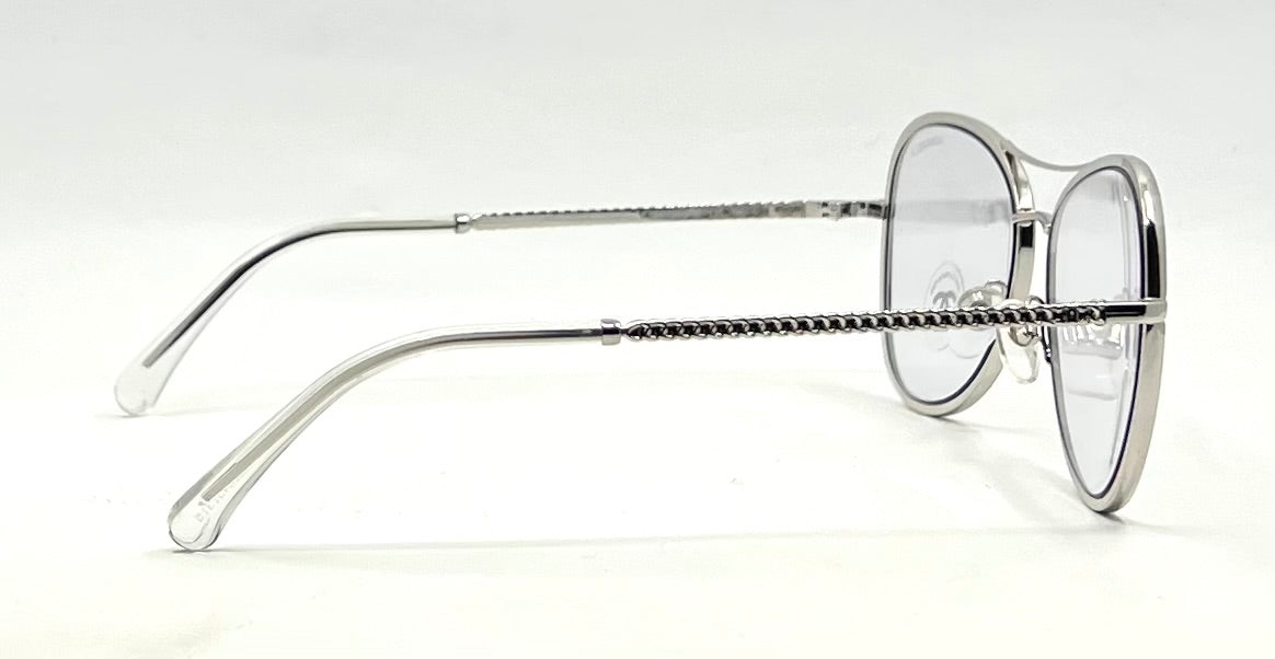 Chanel 2181-S 124 Silver Aviator Sunglasses 56-15 Unworn Italy