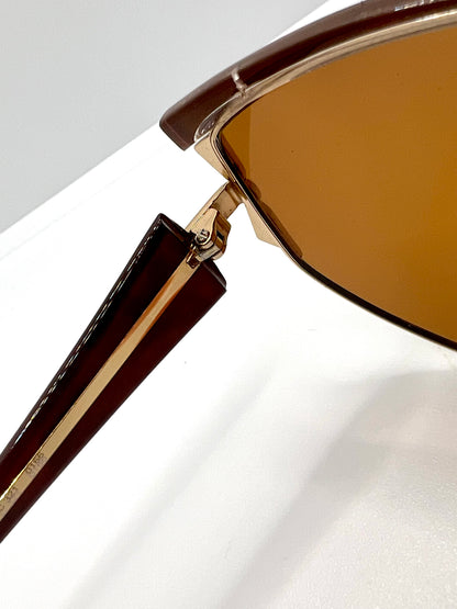 NINA RICCI NR3017 C.321 0166 Vintage Shield Sunglasses-Gold/Brown-Deadstock
