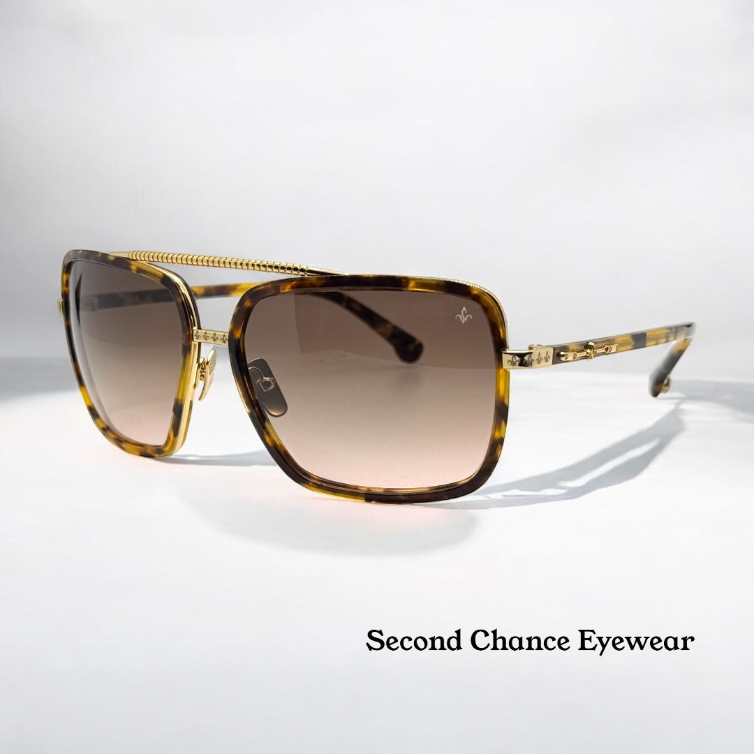 Brand New Philippe V No. 9 Sunglasses-Tortoise & Gold 63mm Frame-Handmade in Japan