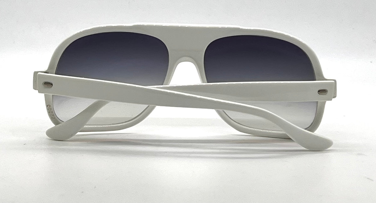 SRO VINTAGE Optical White Oversized Aviator Sunglasses-New Gray Gradient Lens-USA