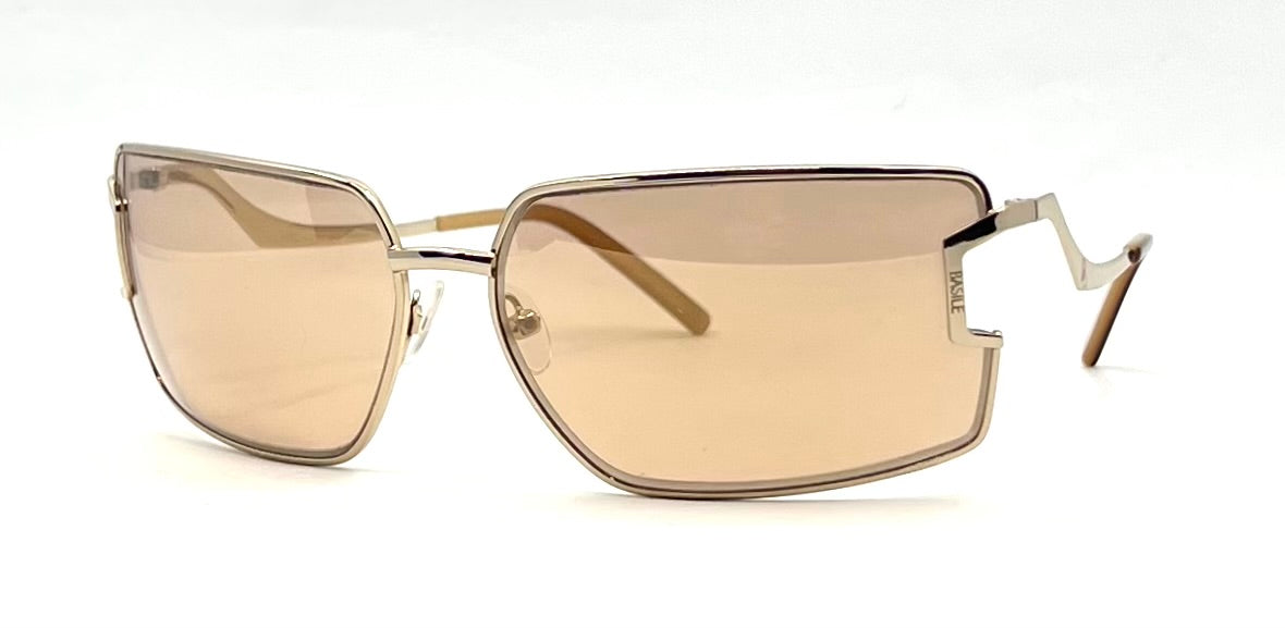 Basile 2135-Vintage Sunglasses 63mm Gold Italy Oversized Geometric Frame