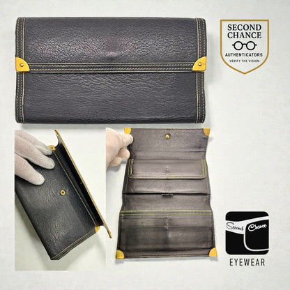 Louis Vuitton Vintage Navy Blue Leather Continental Long Wallet – France