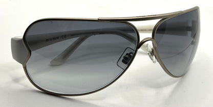 MIU MIU SMU55G 1AP-5D1 Oversized Shield Sunglasses-White Temples-68mm-Full Kit-New/Unworn