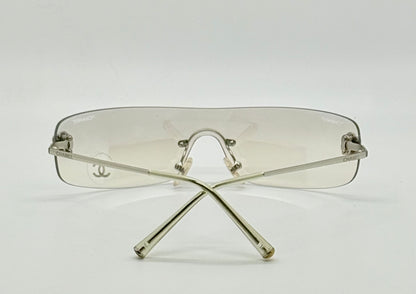 Chanel 4086 C.124/6Y Vintage Shield Sunglasses – Deadstock/Unworn-Camellia Silver