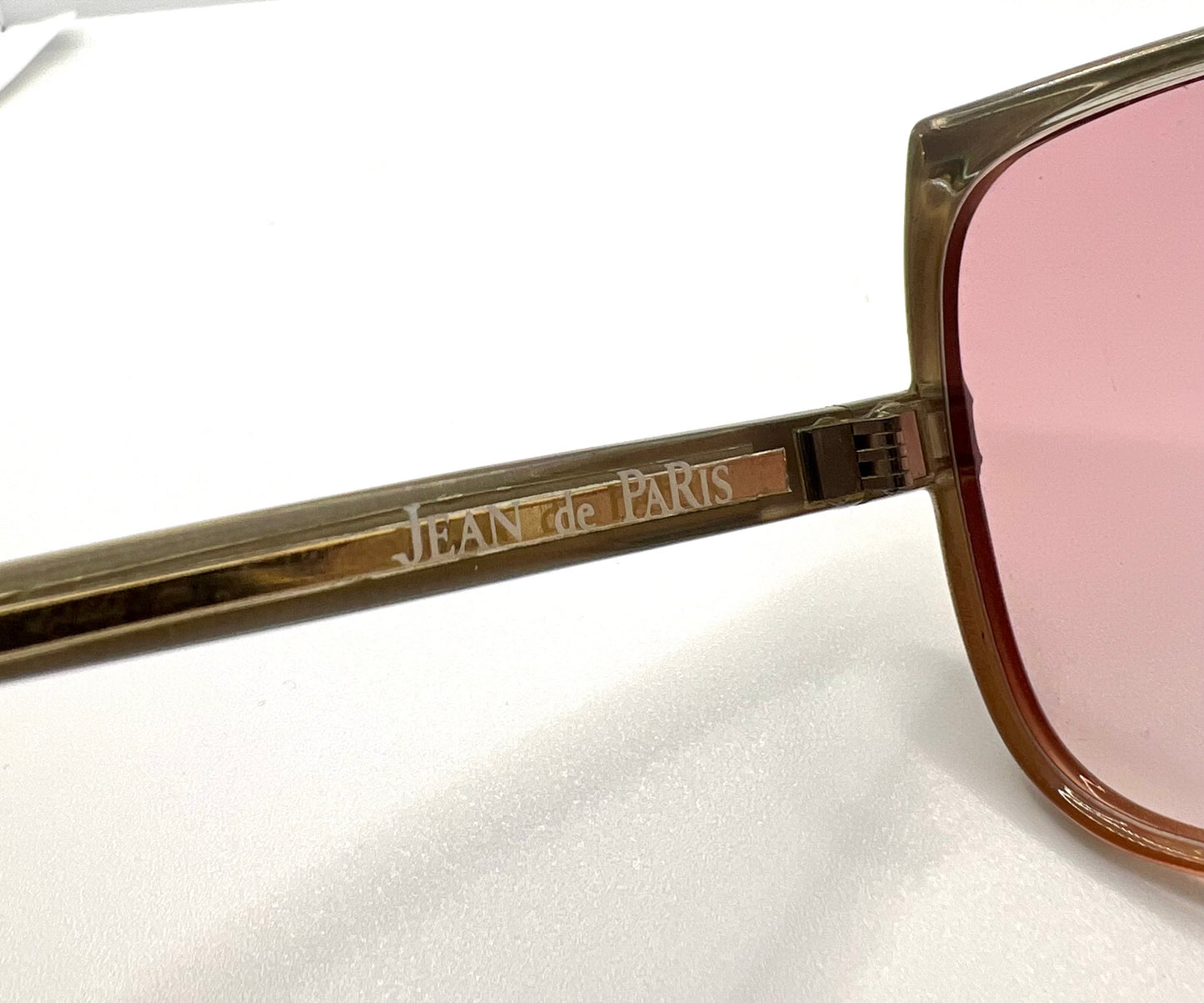 JEAN de PARIS 674/2 Vintage Sunglasses-Clear Frame Pink Lenses-France NOS