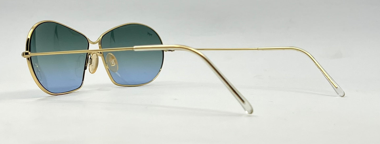 Italian Gold Metal Sunglasses w/New Custom Gradient Lenses-Unworn