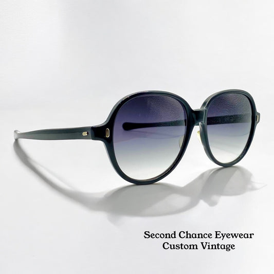 Vintage 1960s Sunmodes by SRO Rectangular Black Sunglasses w/New Custom Grey Gradient Berko’s Designs Lenses