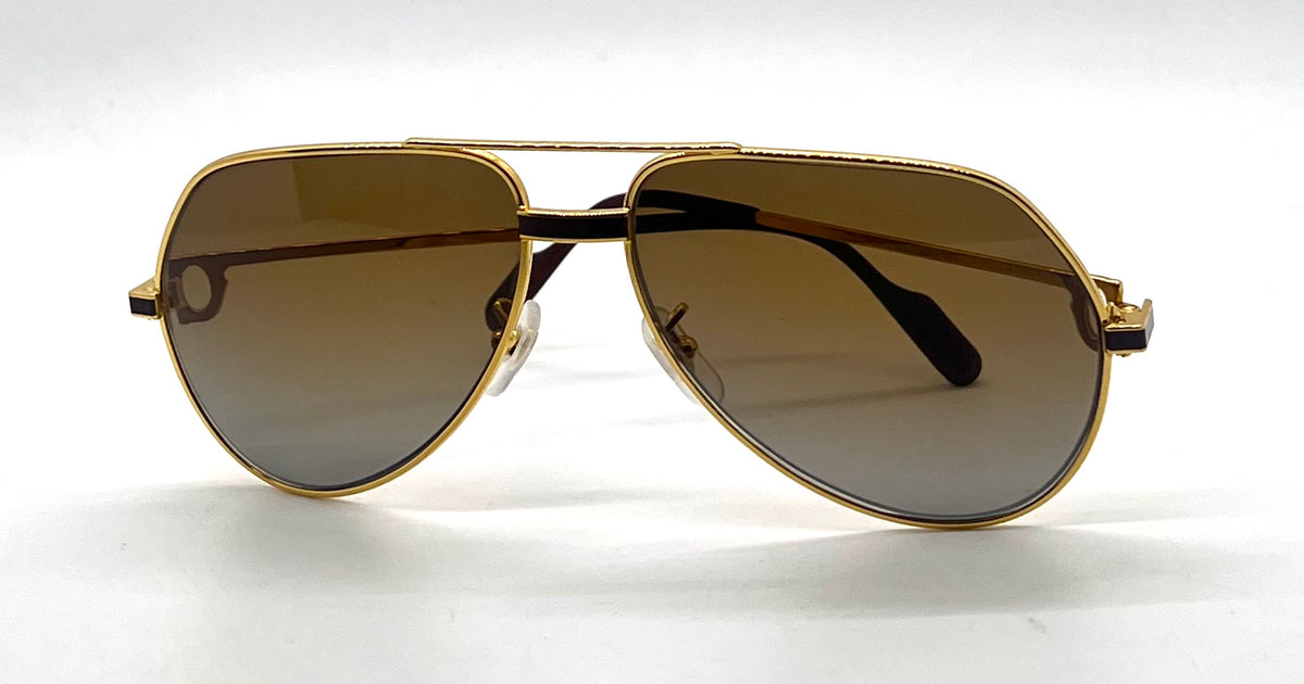 Cartier Vendome Laque Bordeaux 22K Gold-VINTAGE-New Custom Polarized Lenses