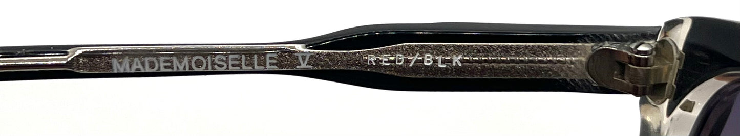 Elegante Mademoiselle V Vintage Sunglasses-Red/Black Unworn/NOS-France