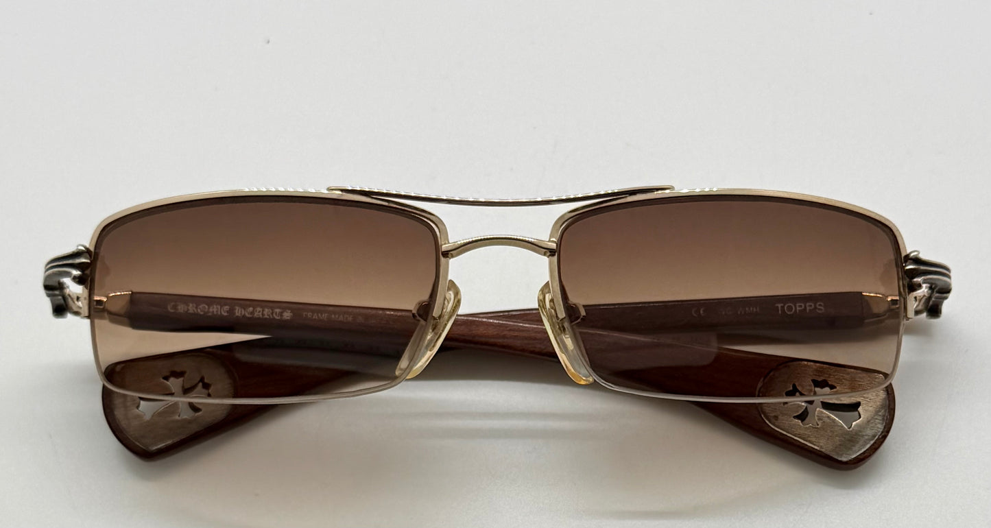 Chrome Hearts TOPPS
-Wood Temple-VINTAGE Rimless Sunglasses-Unworn Full Kit-Japan