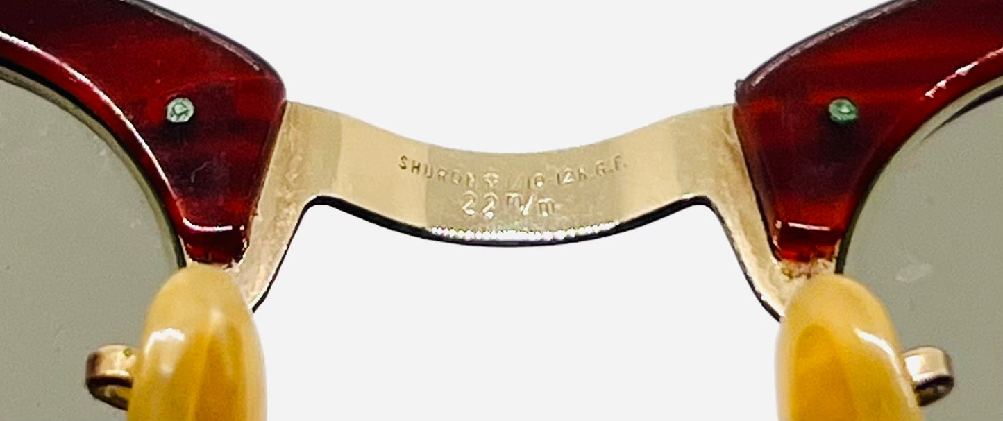 Shuron 12K Gold Filled Browline Vintage Sunglasses-New/Custom Lenses