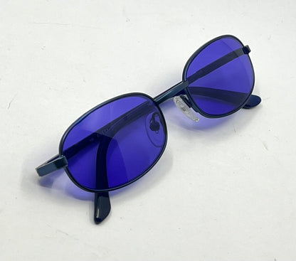 Gucci GG1374 6VE Y2K VINTAGE Oval Sunglasses-New Solid VIOLET/BLUE Custom Lenses
