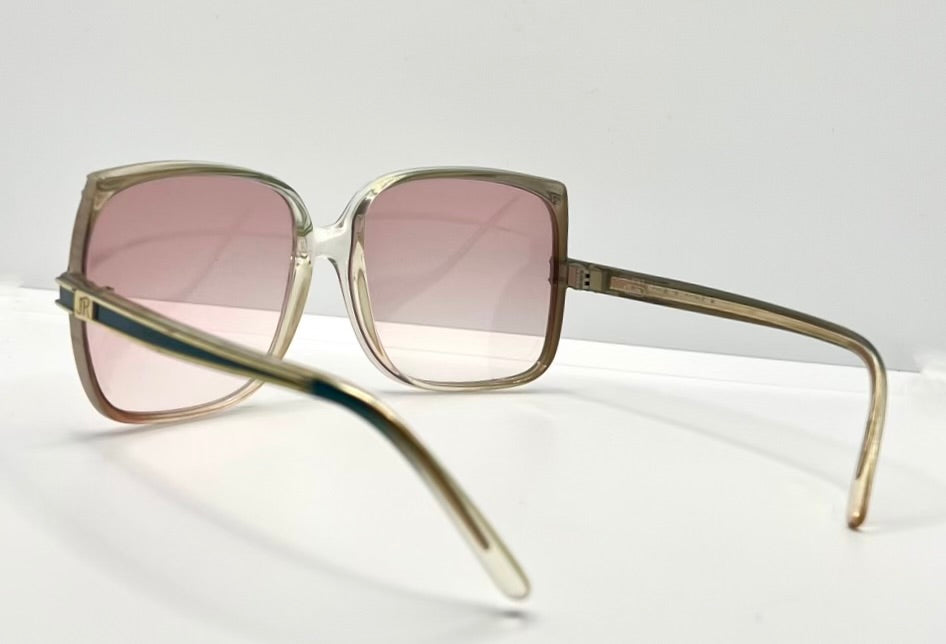 JEAN de PARIS 674/2 Vintage Sunglasses-Clear Frame Pink Lenses-France NOS