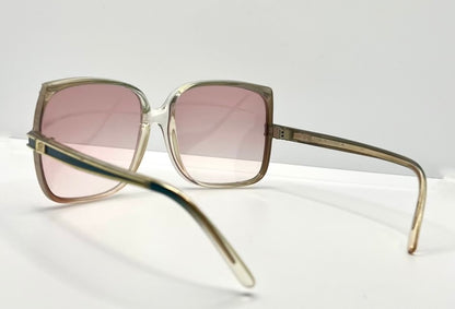 JEAN de PARIS 674/2 Vintage Sunglasses-Clear Frame Pink Lenses-France NOS