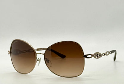 BVLGARI 6025-B Sunglasses-Crystal Temple-Brown Gradient Lenses-Unworn-Italy-60mm