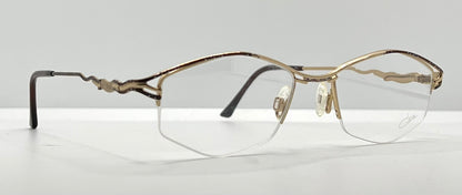 CAZAL 446 COL. 225 Vintage Eyeglass Frame-Made in Germany-Gold & Bronze Wire Semi-Rimless