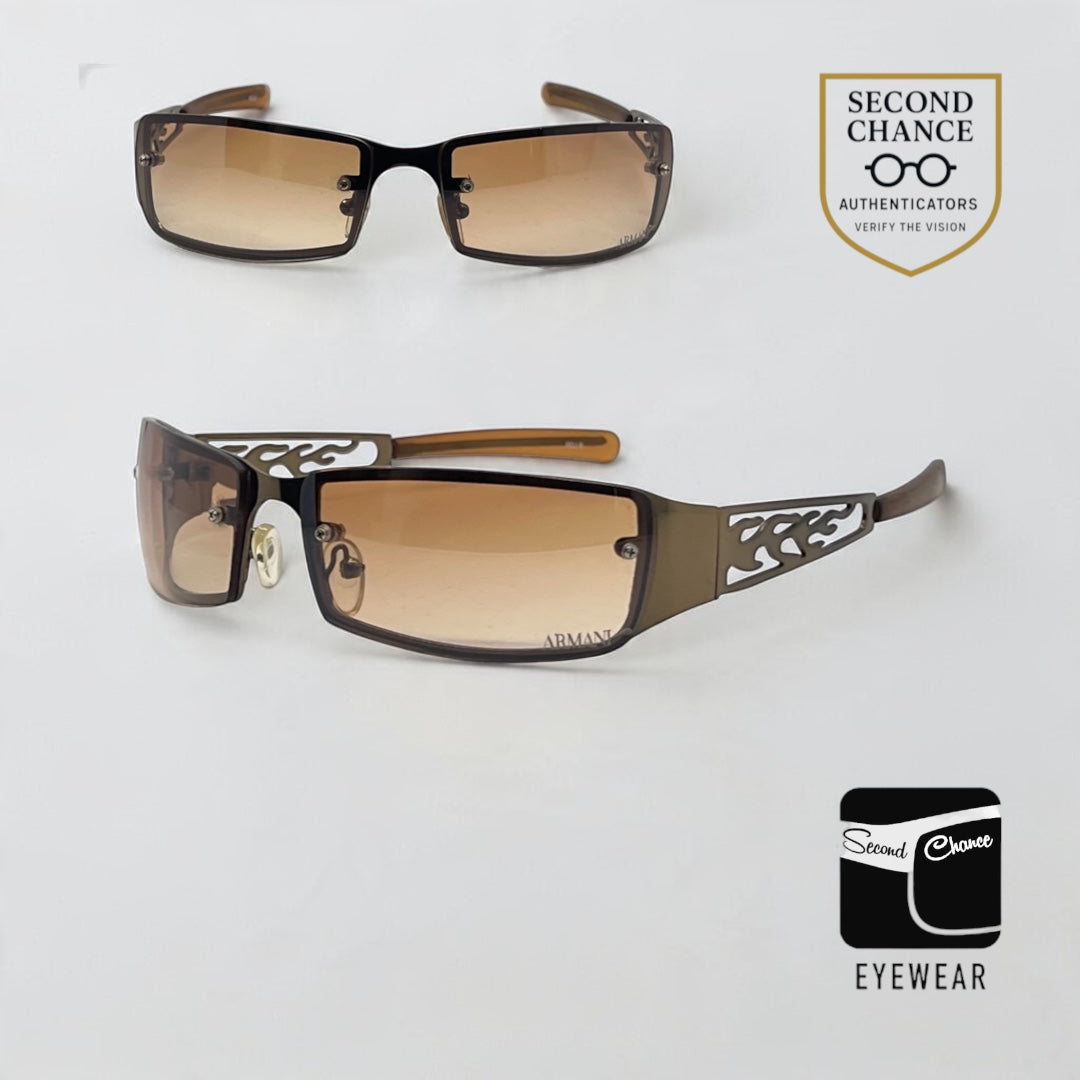 Armani 9018-Y2K Style Bronze Flame Cutout Sunglasses-Unworn/Original-Italy