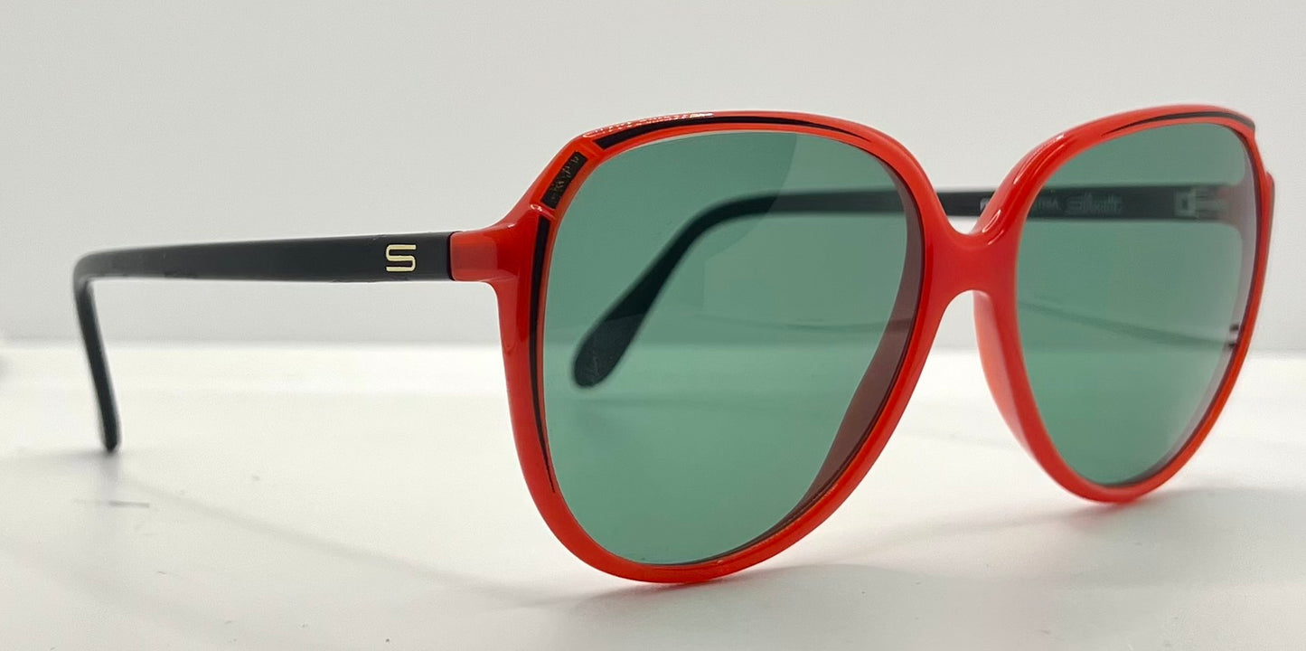 Silhouette MOD 1103 Vintage Sunglasses w/New Solid Green Custom Lenses-56mm-Unworn