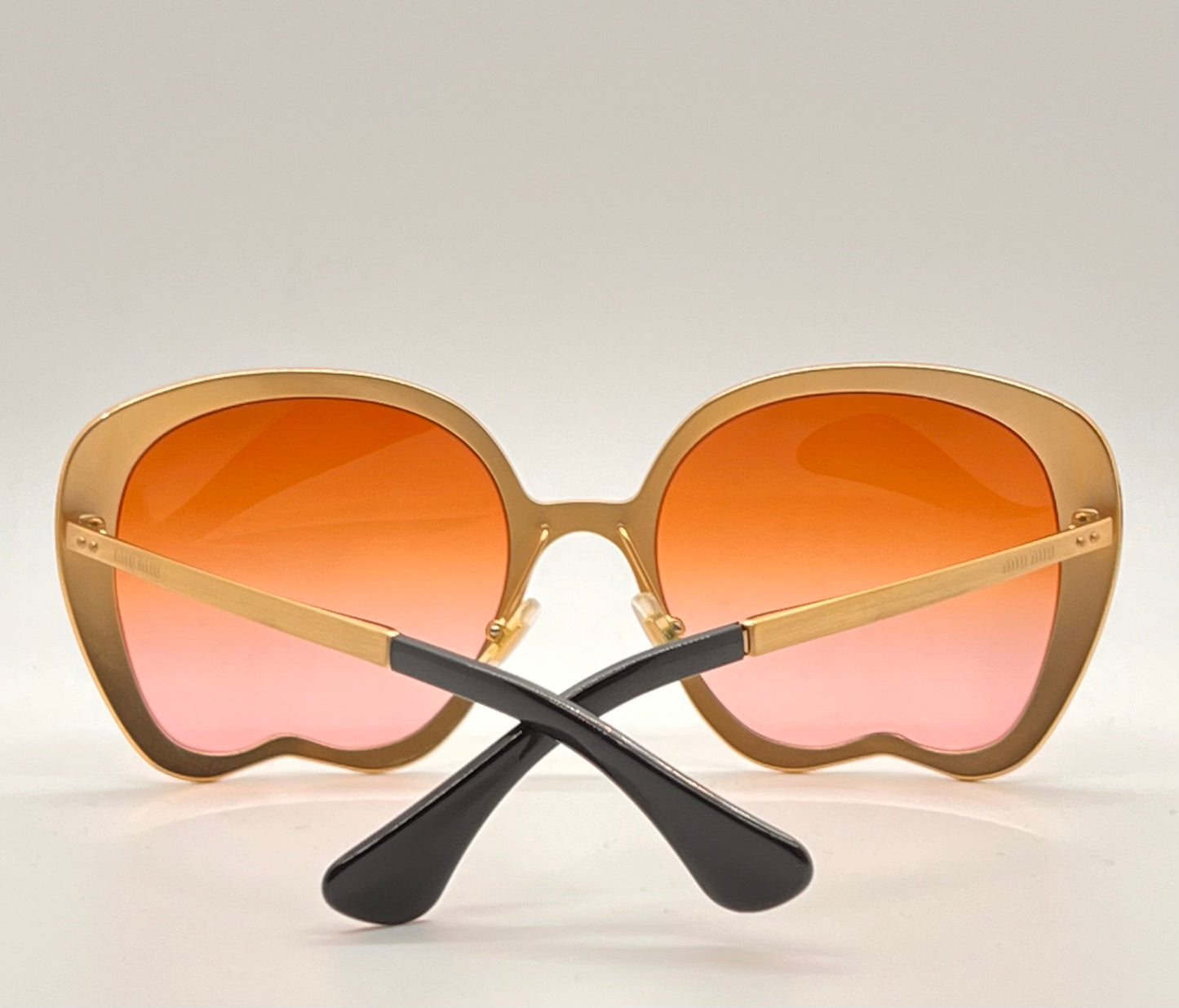 MIU MIU SMU54N JAZ Sun Wave Luxury Brass Sunglasses w/New Custom Gold to Rose Gradient Lenses