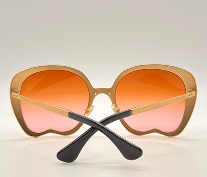 MIU MIU SMU54N JAZ Sun Wave Luxury Brass Sunglasses w/New Custom Gold to Rose Gradient Lenses